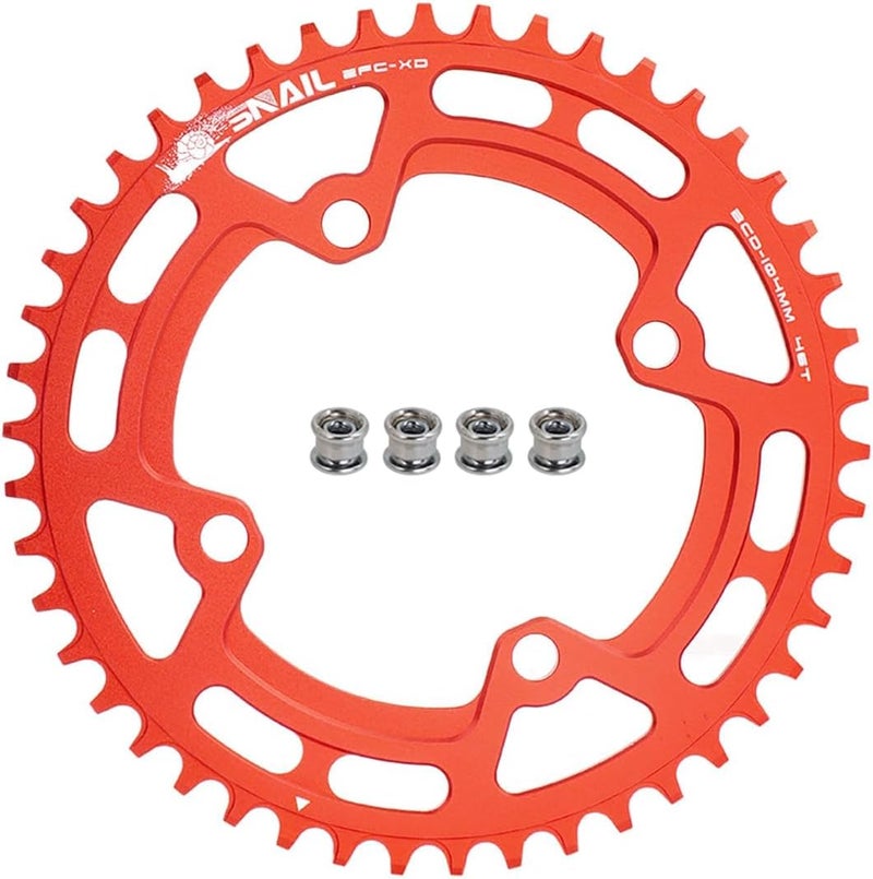 FOMTOR 104 BCD Chainring (30-52T) 7-12 Speed Compatible CNC 7075 Aluminum Narrow Wide Tooth Round Oval Chainrings for MTB/Road Bike Ebike Chainwheel Black/Red - Image 1